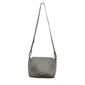Brahmin Carrie Croc Embossed Leather Sand Dune Crossbody Purse Bag